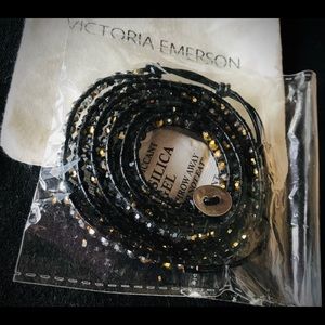 Victoria Emerson Bracelet 5 Wrap Crystals Leather